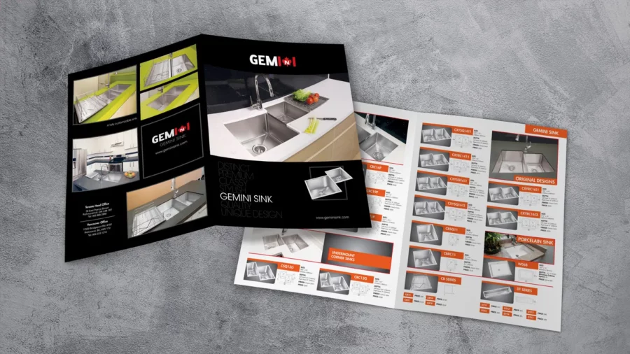 Graphic design project for Gemini Sink. Designed brochures