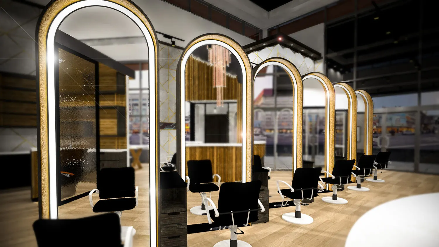 Interior design project for Hair + Co. Inc. Designed 3D rendering to create a comfortable environment for the customers