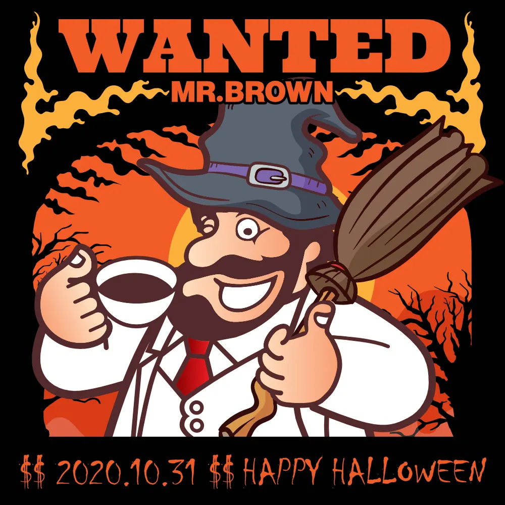 Graphic design project for Mr. Brown Coffee 伯朗咖啡. Illustration for Halloween promotion
