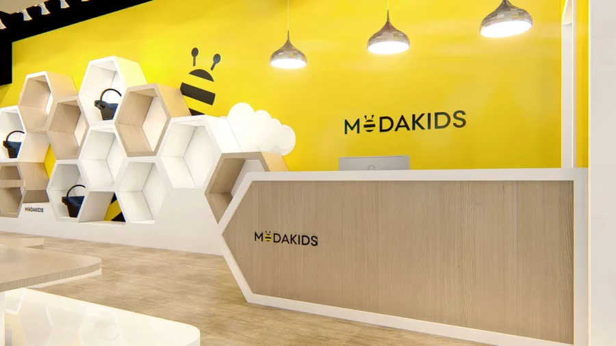 Interior design project for Modakids. Designed 3D rendering to create a trendy retail store