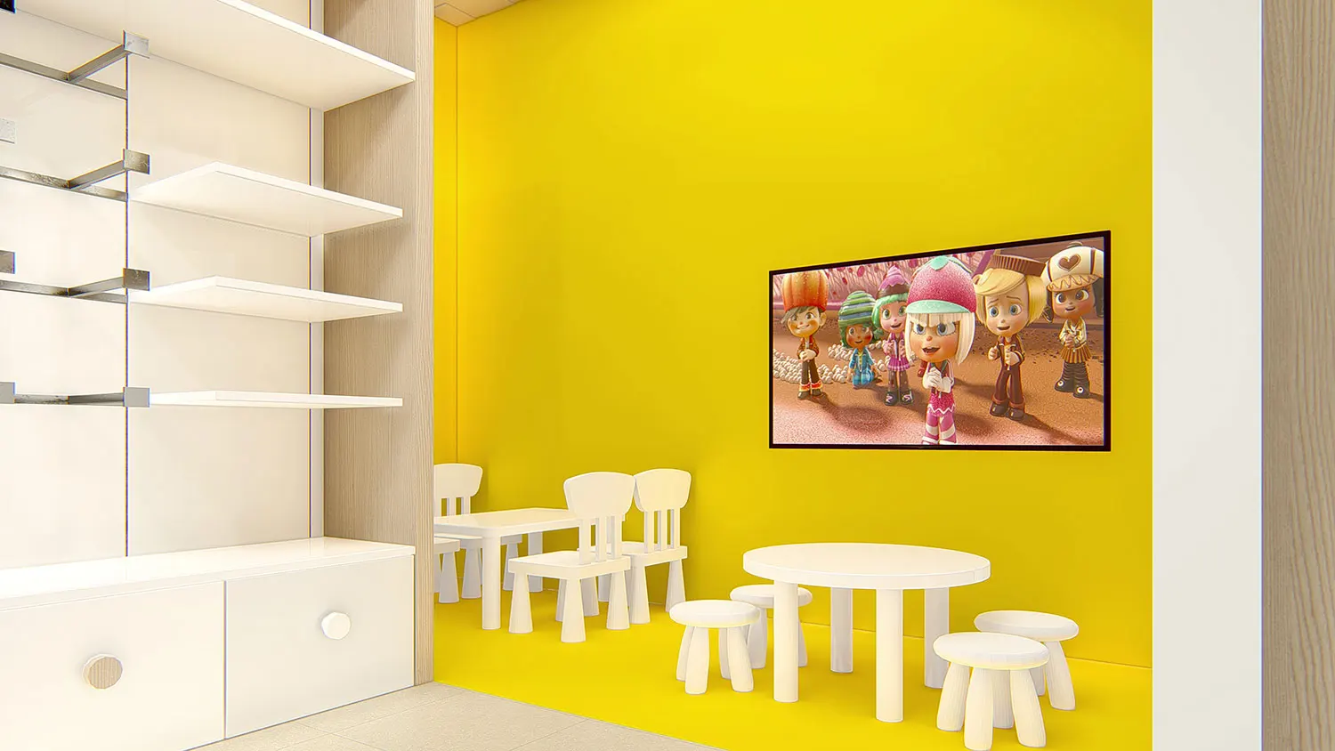 Interior design project for Modakids. Designed 3D rendering  to create a trendy retail store