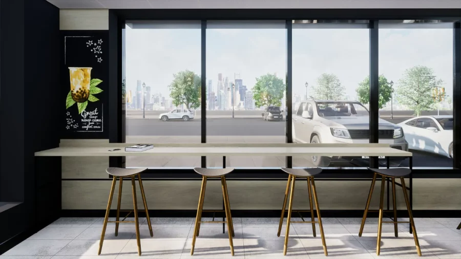 Interior design project for Presotea 鮮茶道. Designed the cafe wallpaper design