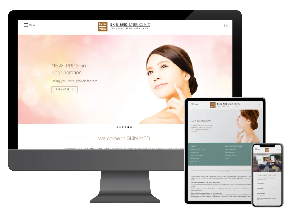 Website design project for Skin Med Laser. Developed digital banners