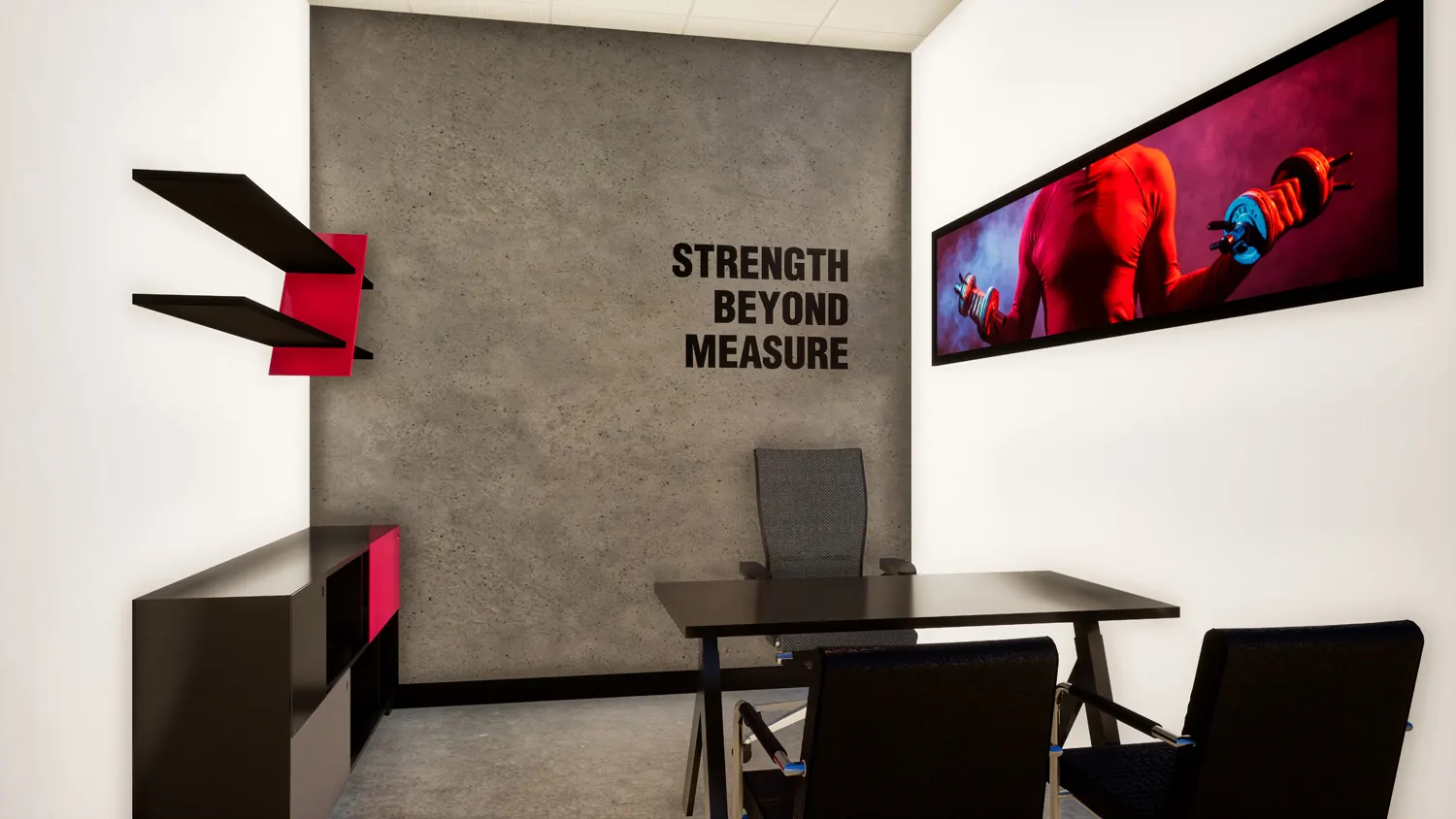 Interior design project for Strength-N-U. Designed 3D rendering