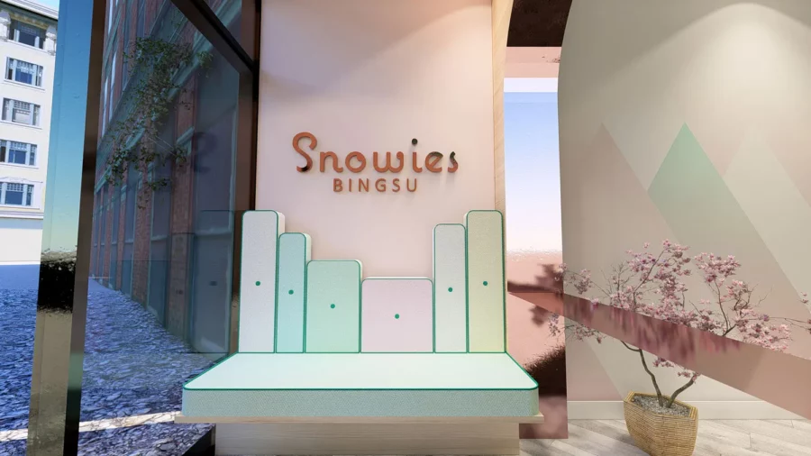 Interior design project for Snowies. Designed custom furniture in 3D rendering