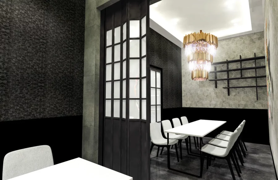 Interior design project for Sozo 創の料理​. Designed 3D rendering
