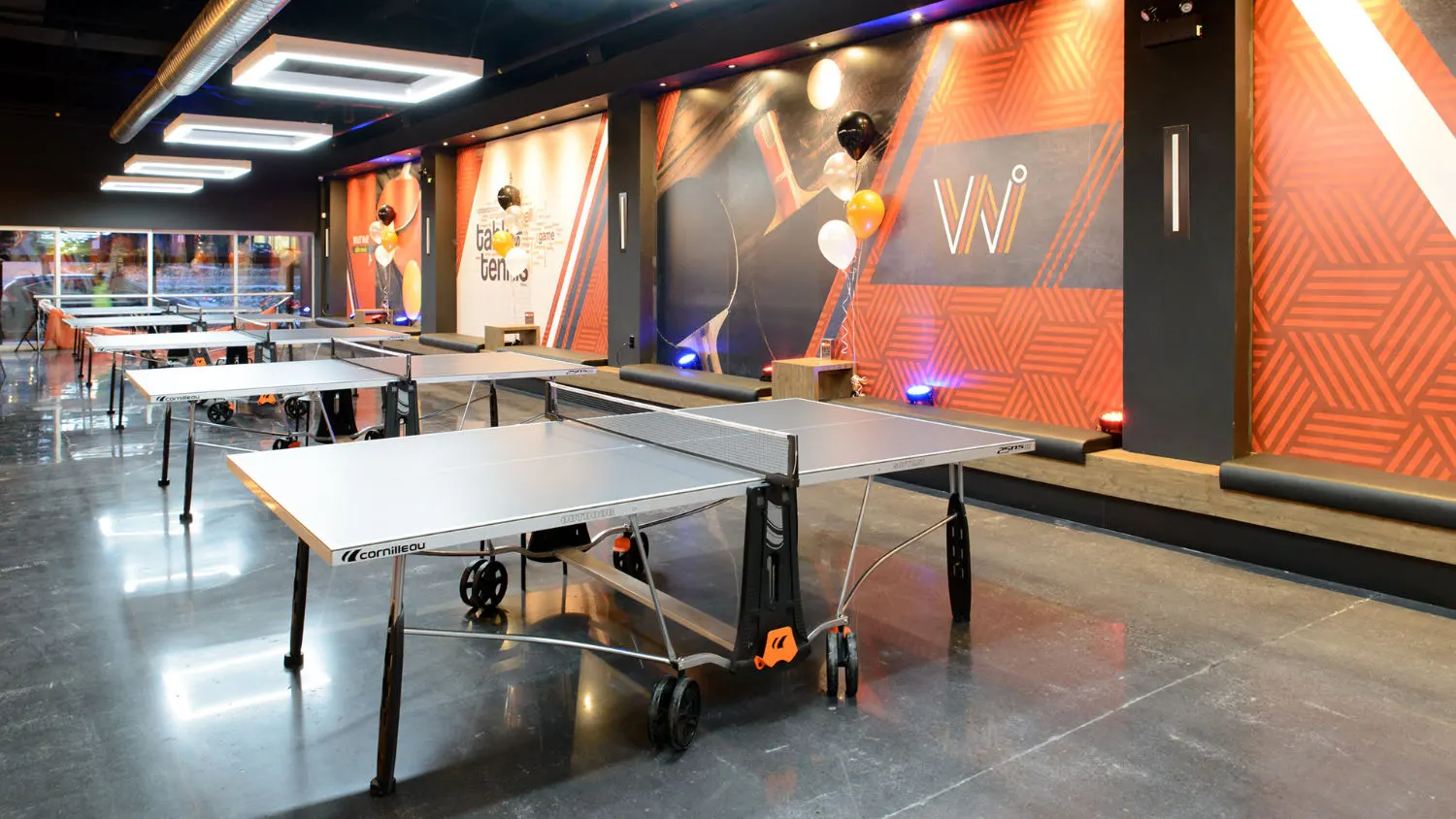 Interior design project for Whiff Waff Bar & Lounge. Designed the bar with the maximized number of ping pong tables while having a full bar and available seating for on-lookers