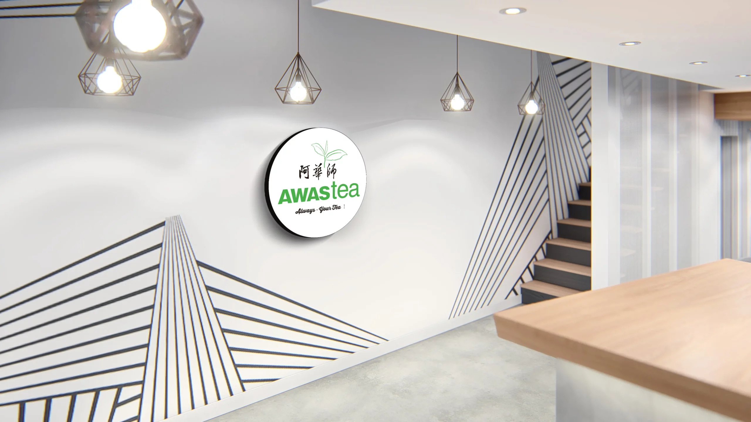 Interior design project for Awas Noodles 阿華師. Designed 3D rendering