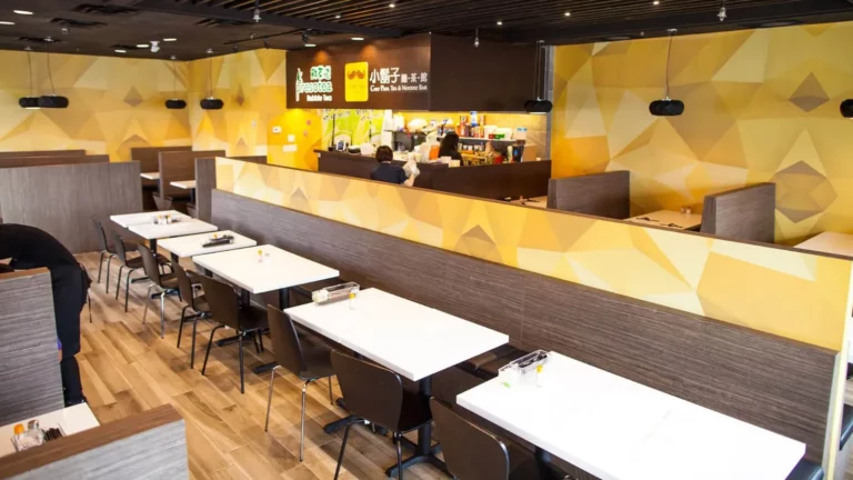 Interior design project for Chef Pap 小鬍子麵茶館. Designed the restaurant with a bold yellow pattern as a signature color