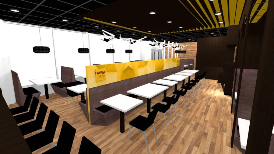 Interior design project for Chef Pap 小鬍子麵茶館. Designed the restaurant 3D rendering