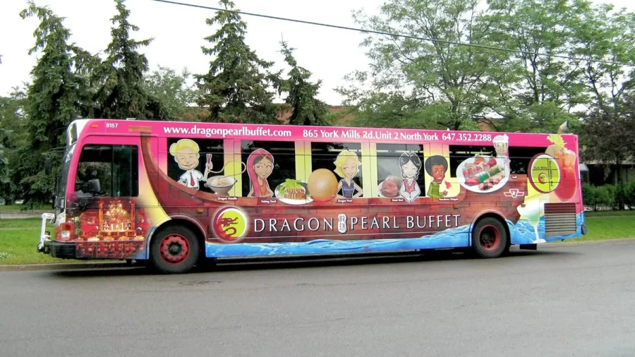 Graphic design project for Dragon Pearl 龍珠. Designed bus body stickers