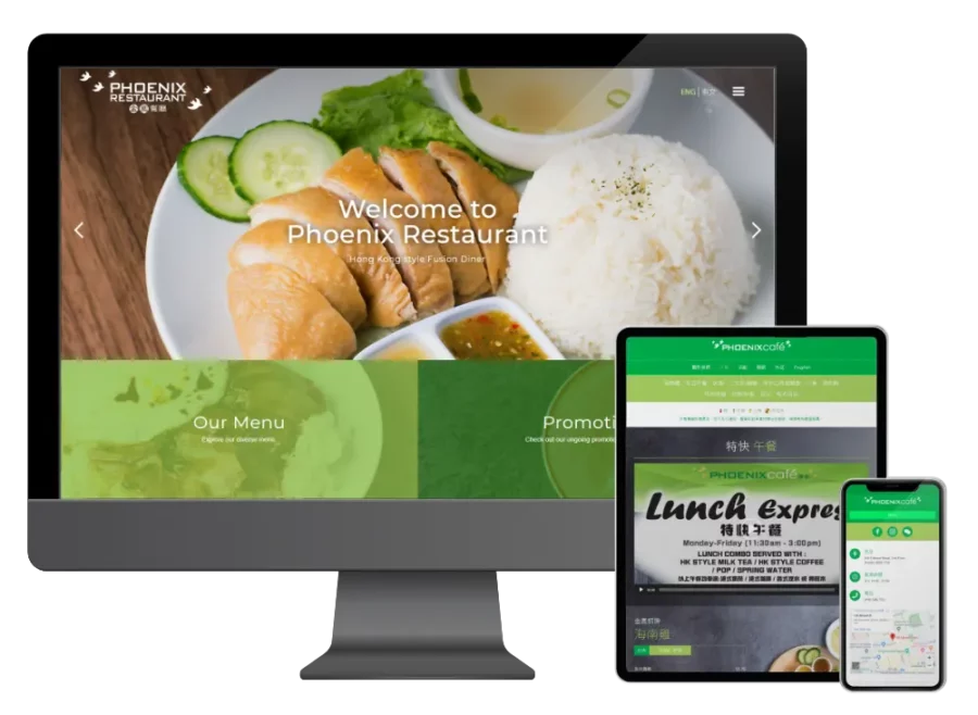 Website design project for Phoenix Restaurant 金鳳餐廳. Developed mobile app system