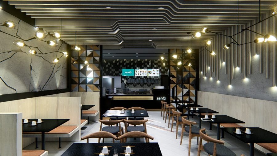 Interior design project for Zen Q 仙Q甜品. Designed the cafe 3D Rendering