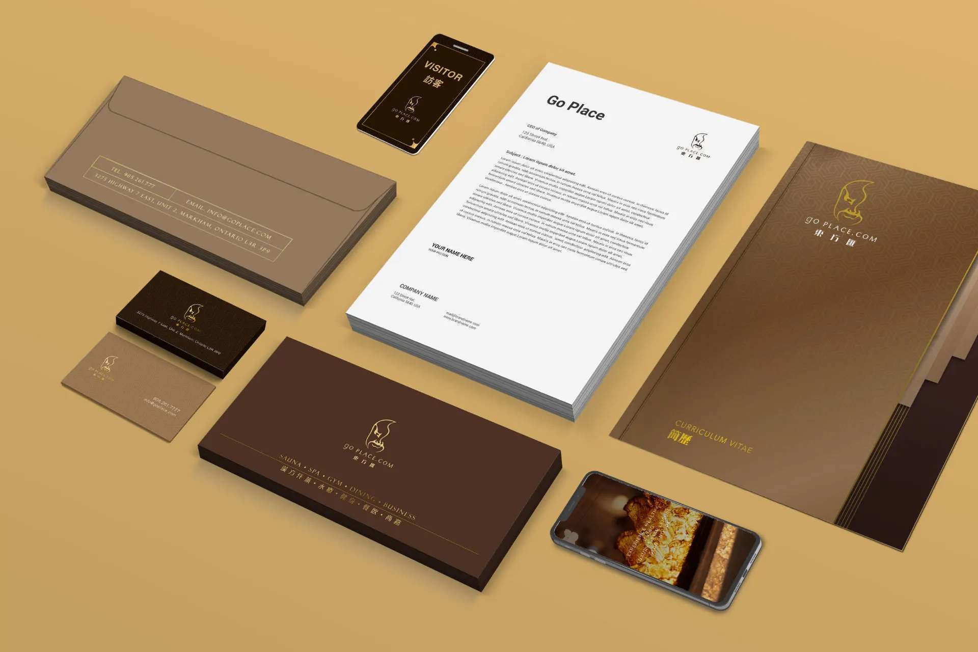 Graphic design project for Go Place 東方匯. Designed brand logo, able to print all the items in a timely and cost friendly manner.